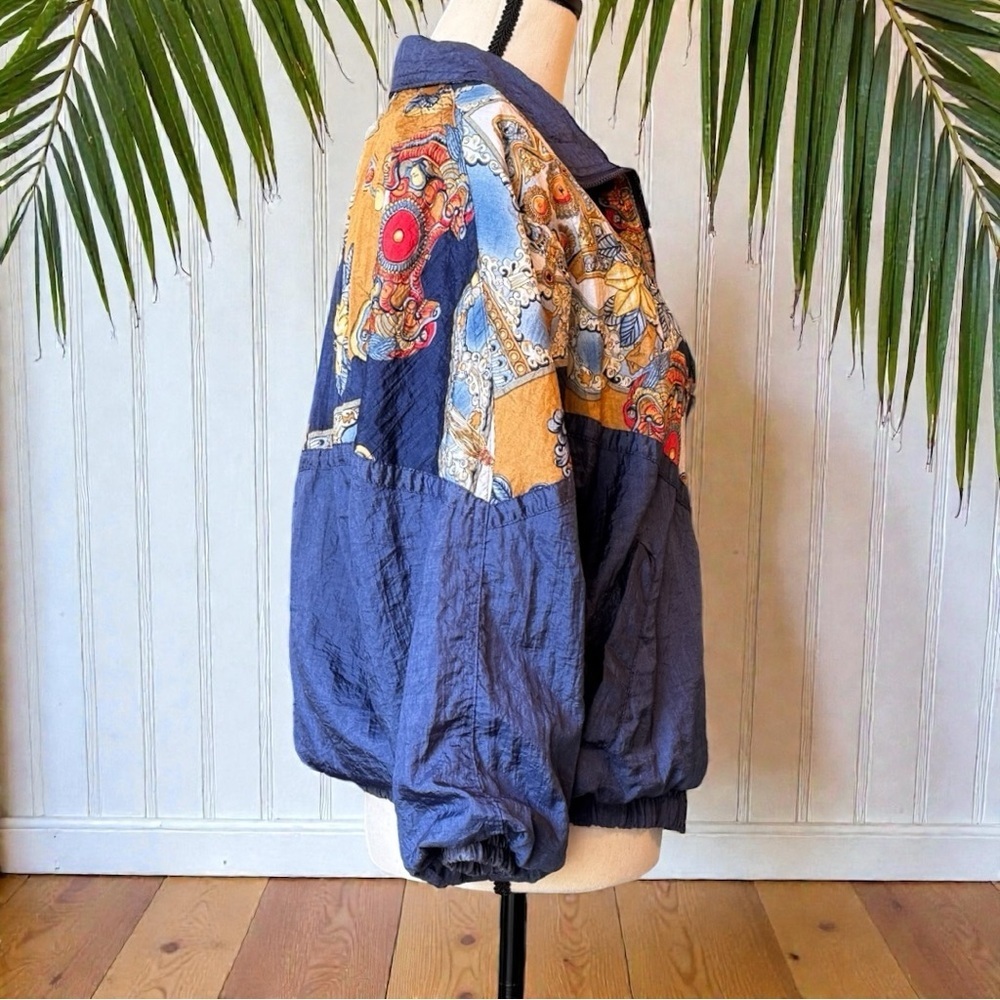 Vintage Misty Valley Sport Windbreaker Jacket – Blue Baroque Print – Early 90s - Picture 2 of 13